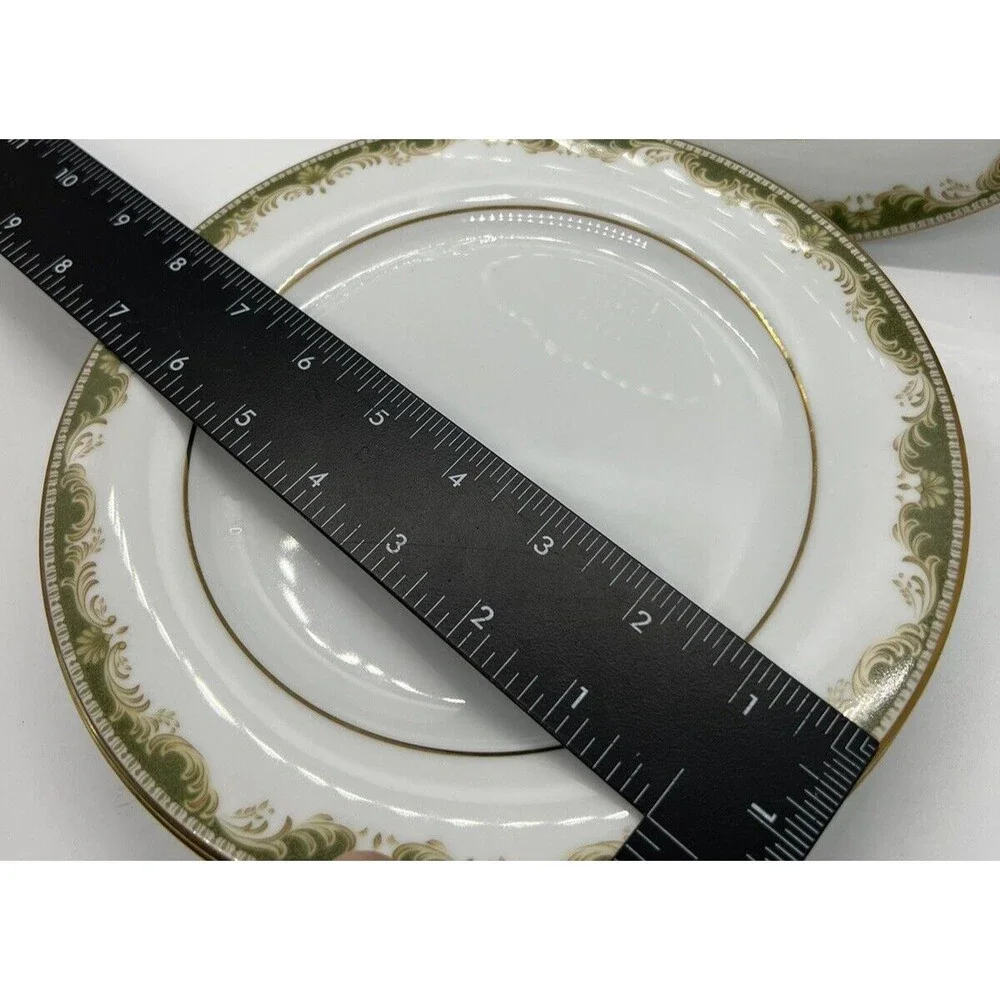 4 Vintage Noritake Warrington Porcelain Salad Plate White Green Gold dish